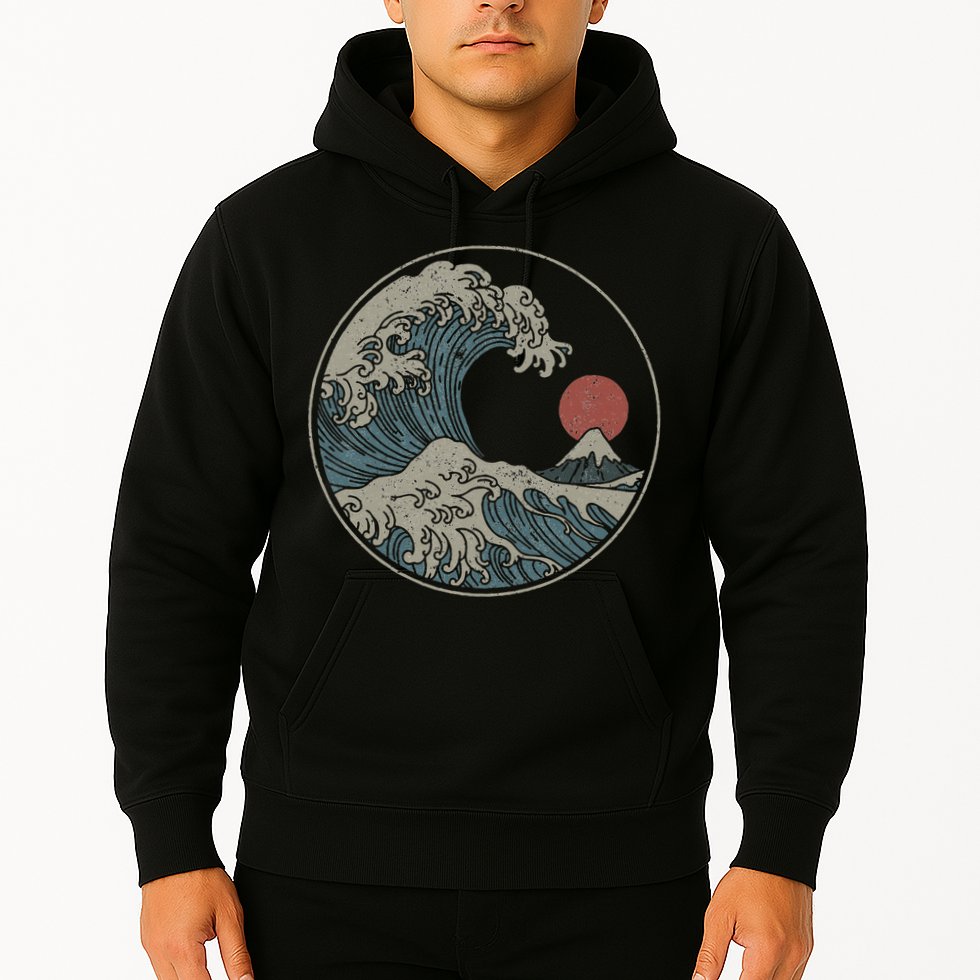 Great Wave Off Kanagawa Japanese Art Aesthetic Tsunami Hoodie