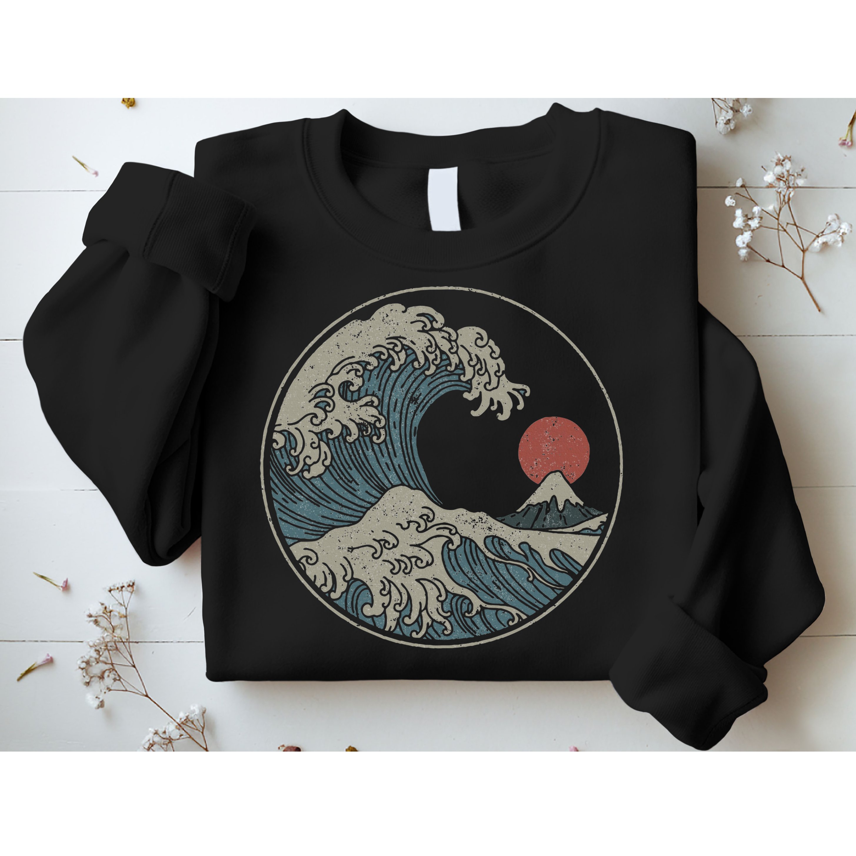 Great Wave Off Kanagawa Japanese Art Aesthetic Tsunami Sweatshirt