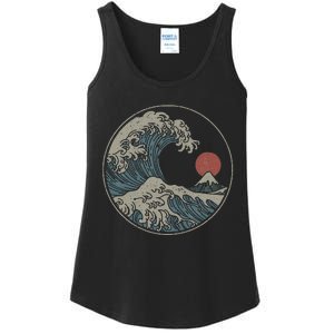 Great Wave Off Kanagawa Japanese Art Aesthetic Tsunami Ladies Essential Tank