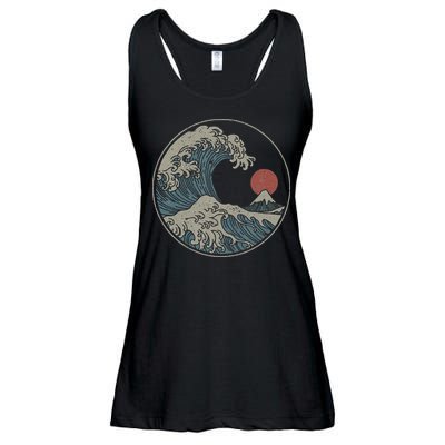 Great Wave Off Kanagawa Japanese Art Aesthetic Tsunami Ladies Essential Flowy Tank