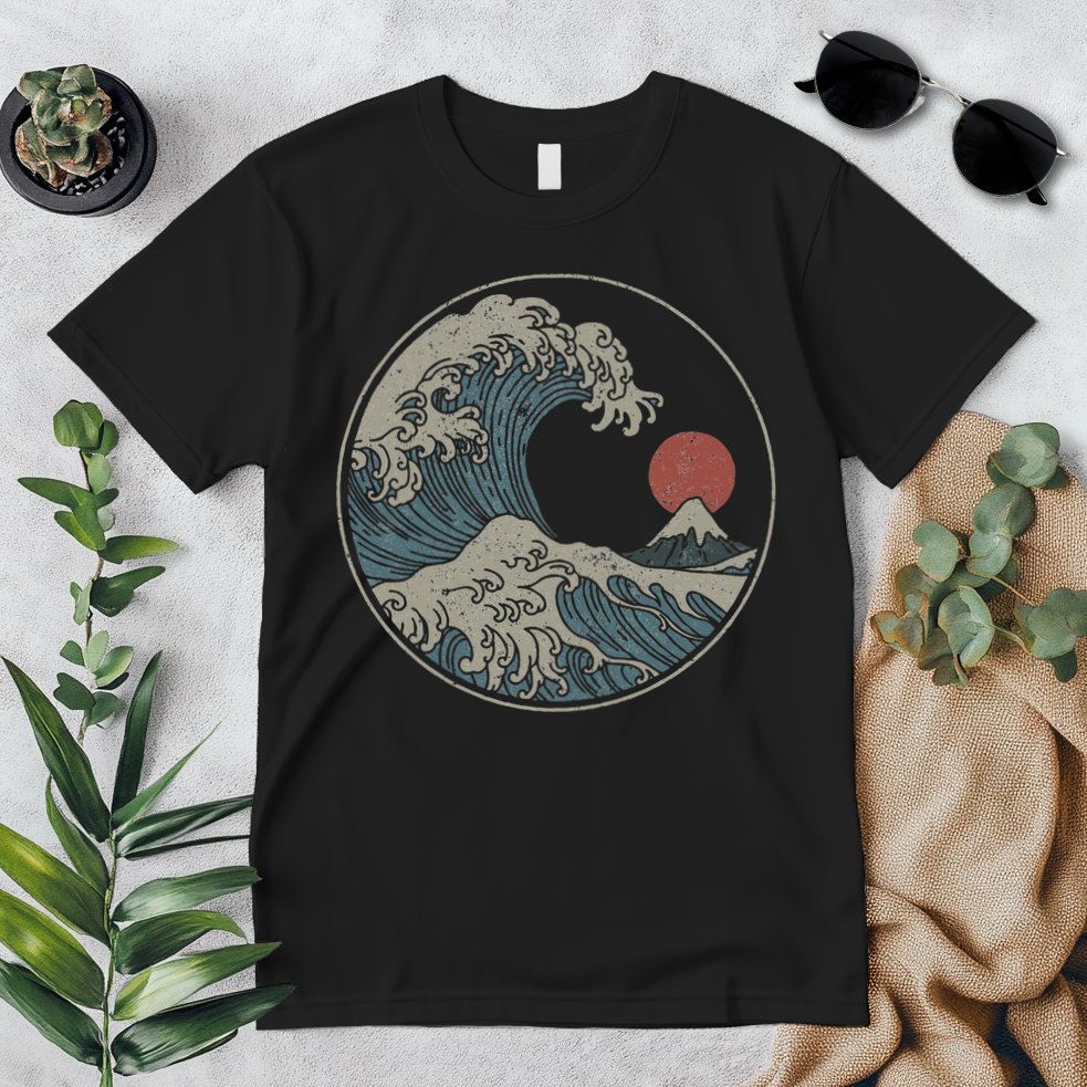 Great Wave Off Kanagawa Japanese Art Aesthetic Tsunami Premium T-Shirt