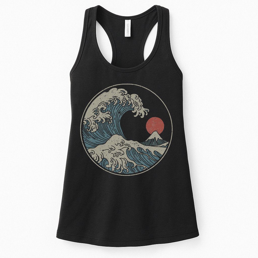 Great Wave Off Kanagawa Japanese Art Aesthetic Tsunami Womens Tank Top