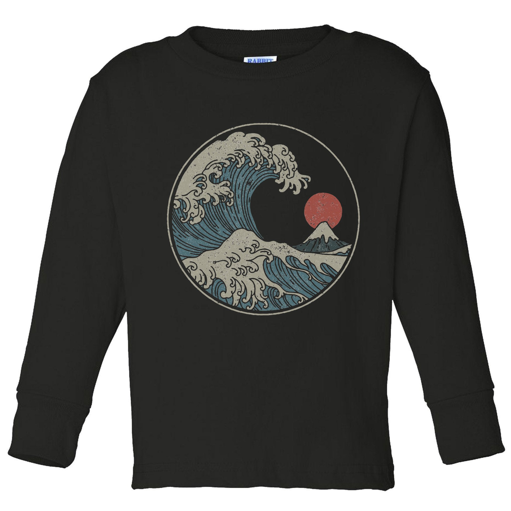 Great Wave Off Kanagawa Japanese Art Aesthetic Tsunami Toddler Long Sleeve Shirt