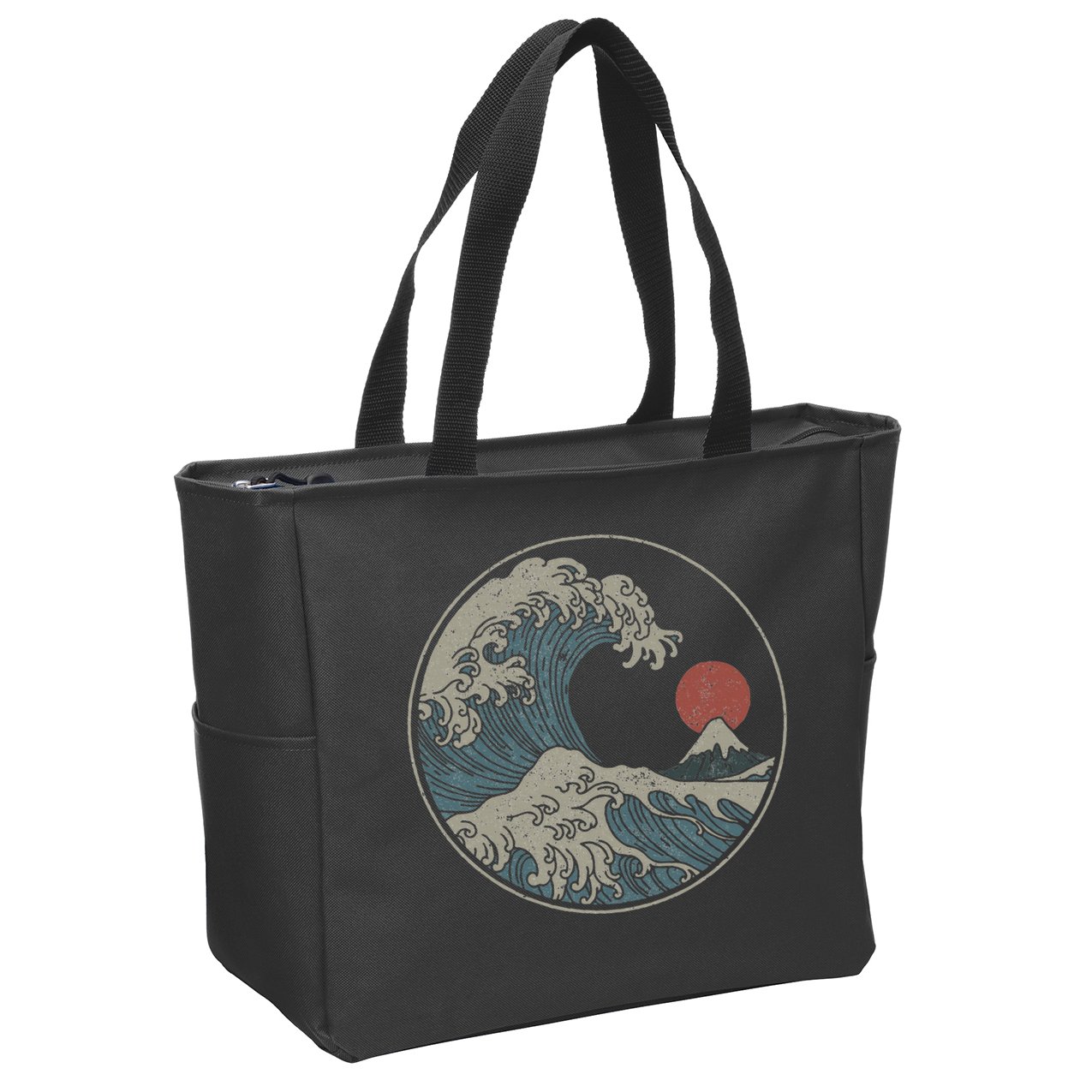 Great Wave Off Kanagawa Japanese Art Aesthetic Tsunami Zip Tote Bag