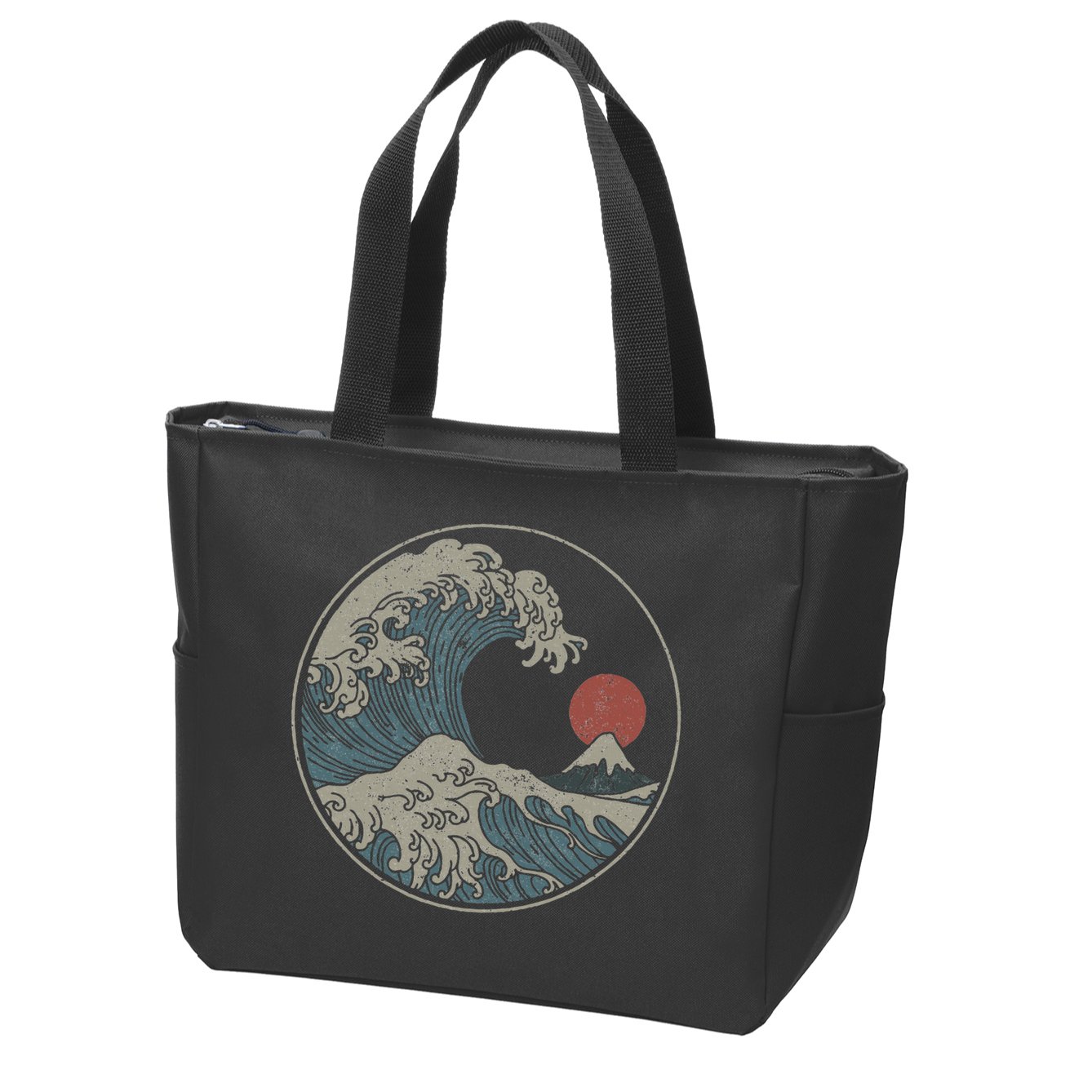 Great Wave Off Kanagawa Japanese Art Aesthetic Tsunami Zip Tote Bag