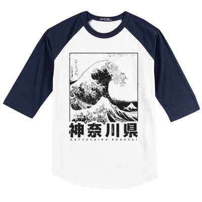 Great Wave Off Kanagawa Japan Aesthetic Japanese Art Baseball Sleeve Shirt