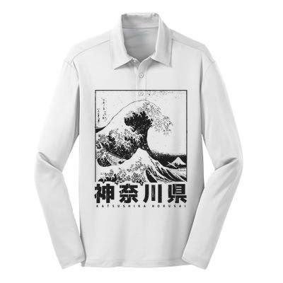 Great Wave Off Kanagawa Japan Aesthetic Japanese Art Silk Touch Performance Long Sleeve Polo