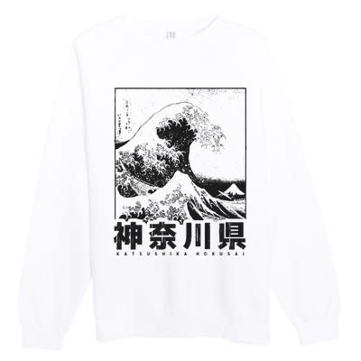 Great Wave Off Kanagawa Japan Aesthetic Japanese Art Premium Crewneck Sweatshirt