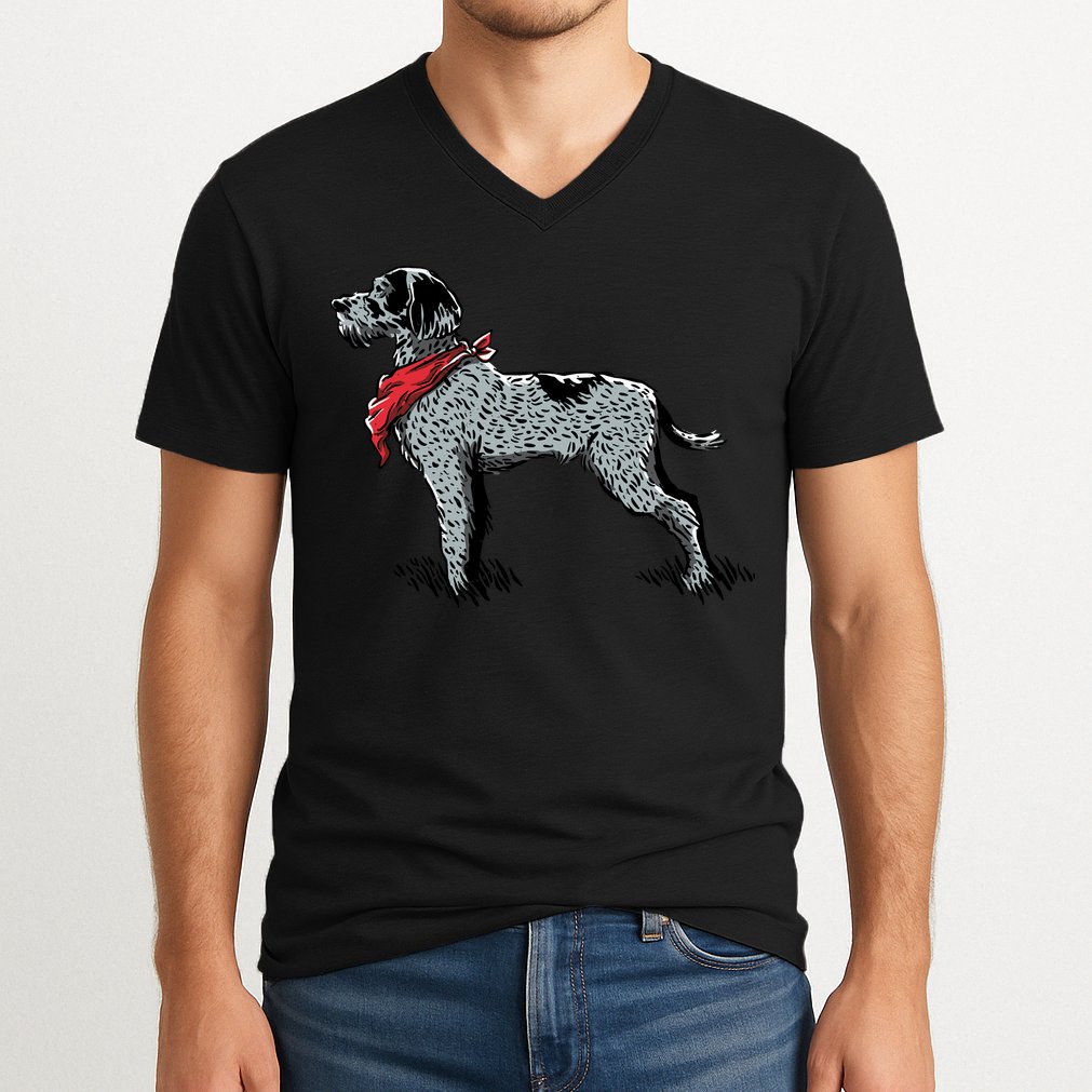 German Wirehaired Pointer V-Neck T-Shirt
