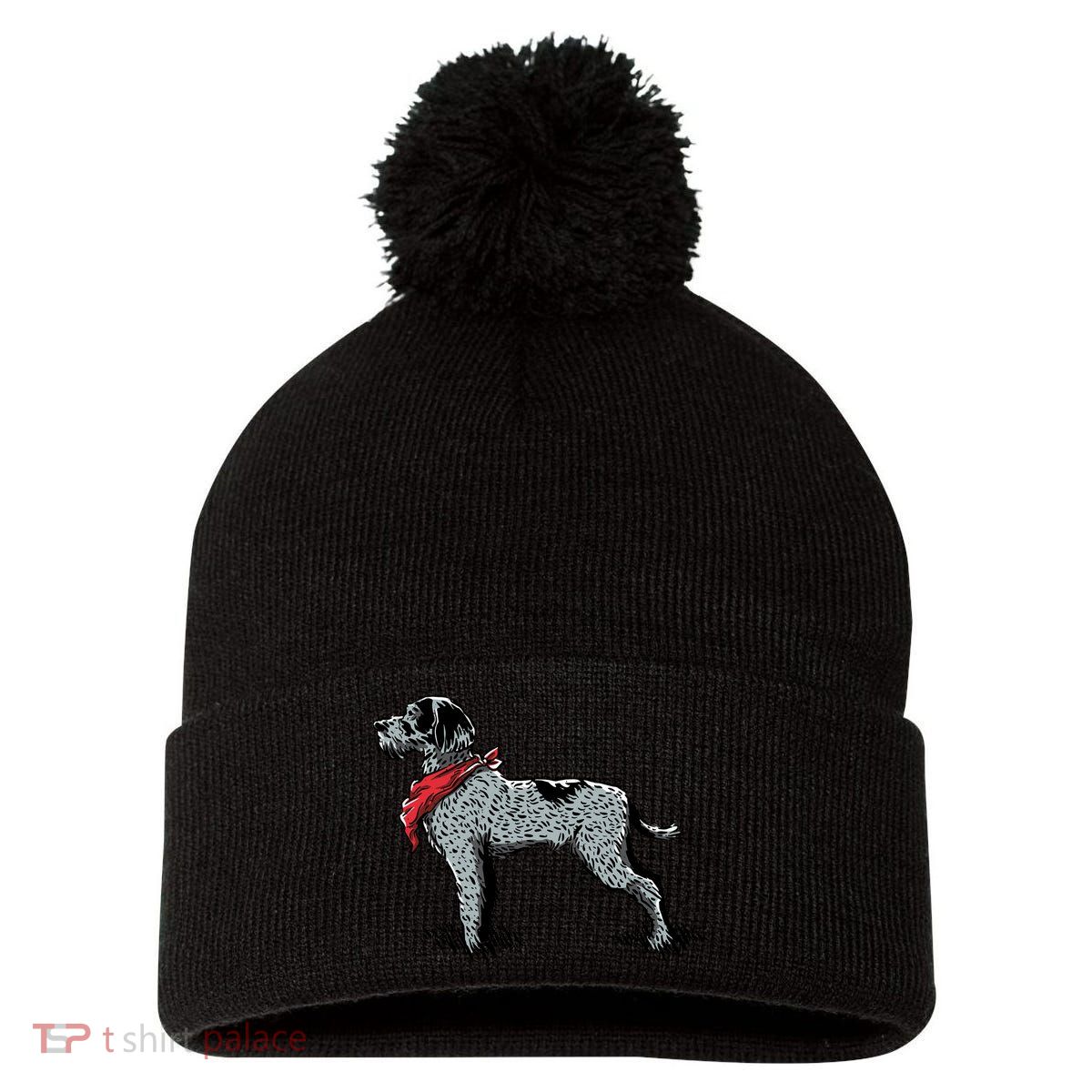 German Wirehaired Pointer Pom Pom 12in Knit Beanie