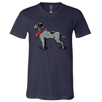 German Wirehaired Pointer V-Neck T-Shirt