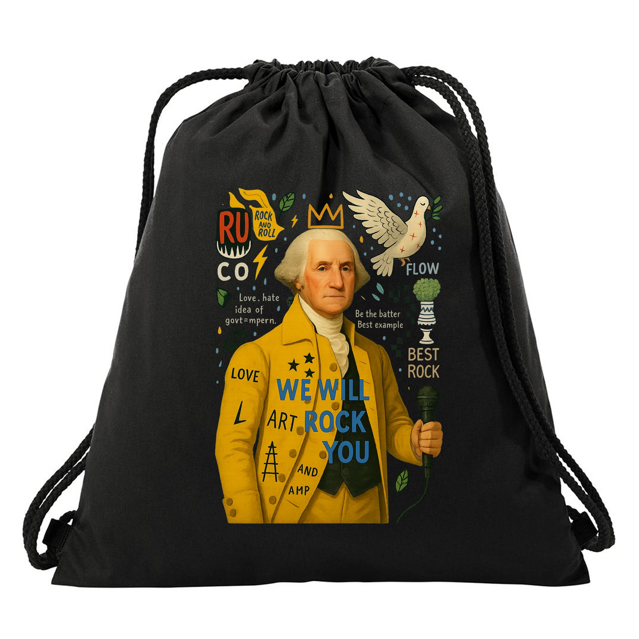 George Washington Pop Art Drawstring Bag