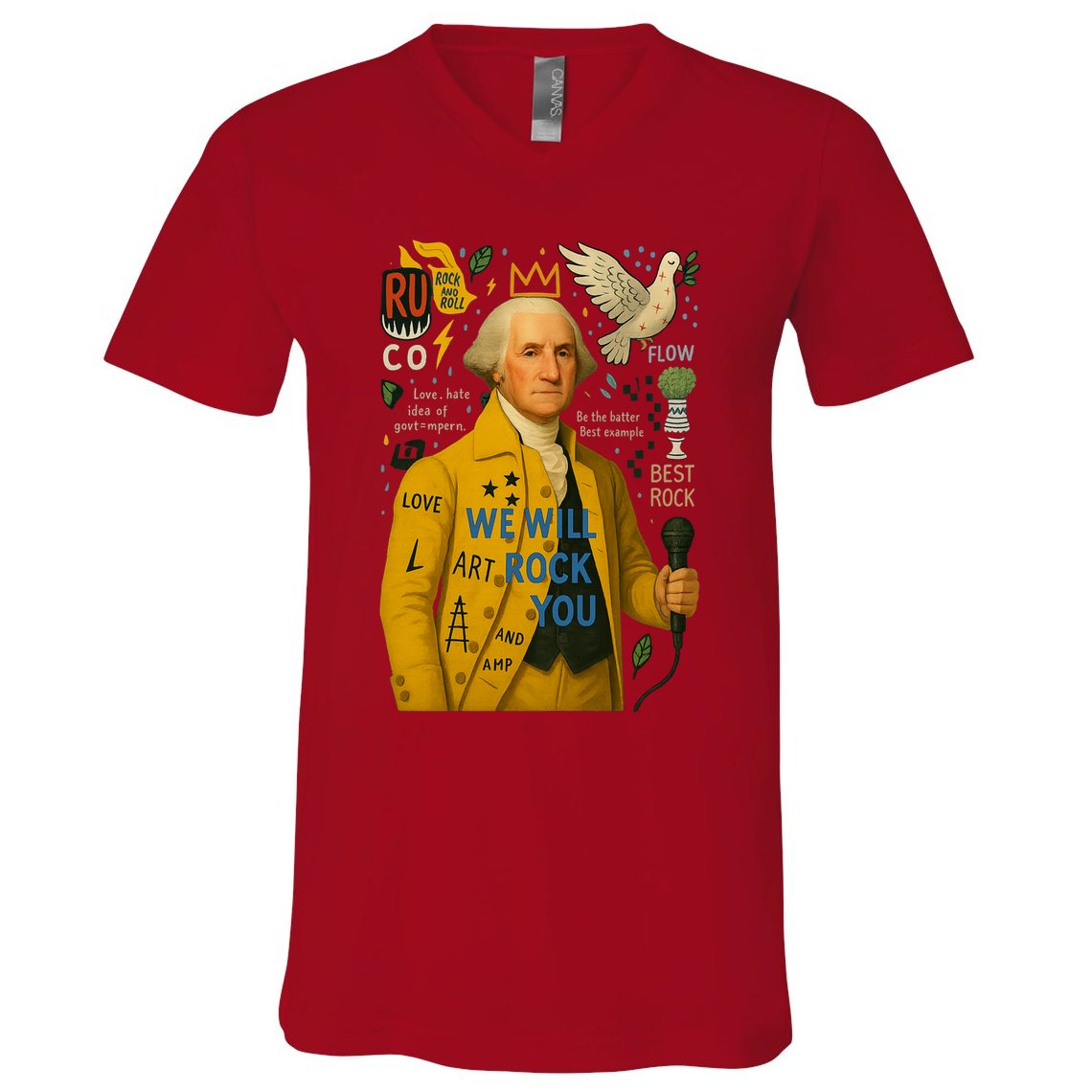 George Washington Pop Art V-Neck T-Shirt