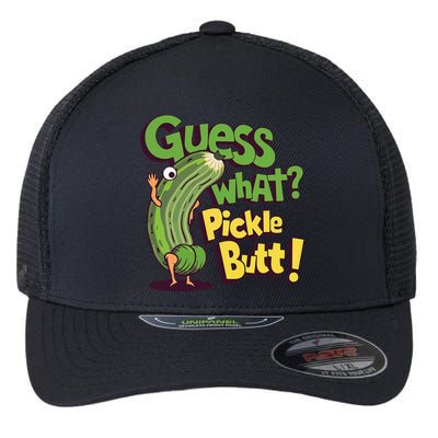 Guess What Pickle Butt! Funny Cucumber Meme Pickle Joke Flexfit Unipanel Trucker Cap