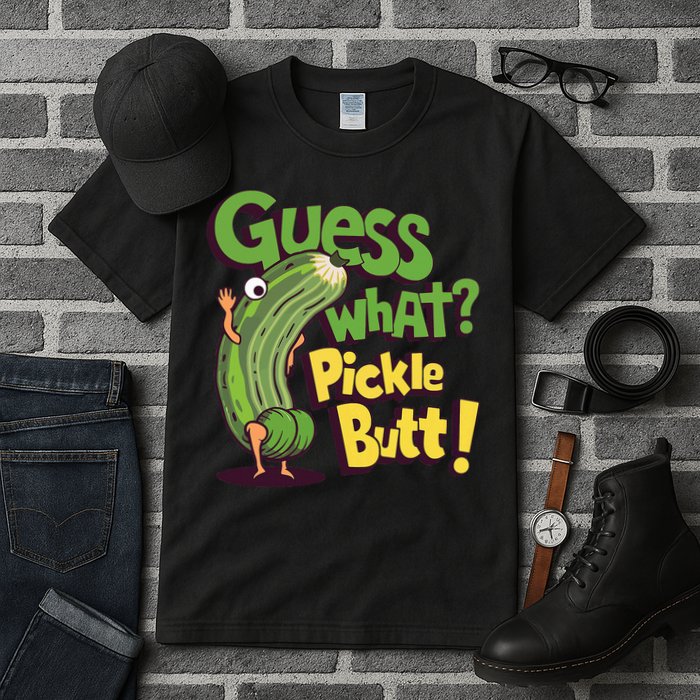 Guess What Pickle Butt! Funny Cucumber Meme Pickle Joke Tall T-Shirt
