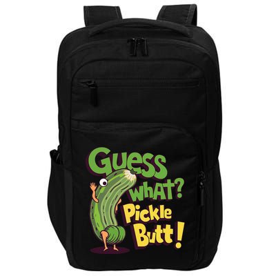 Guess What Pickle Butt! Funny Cucumber Meme Pickle Joke Impact Tech Backpack