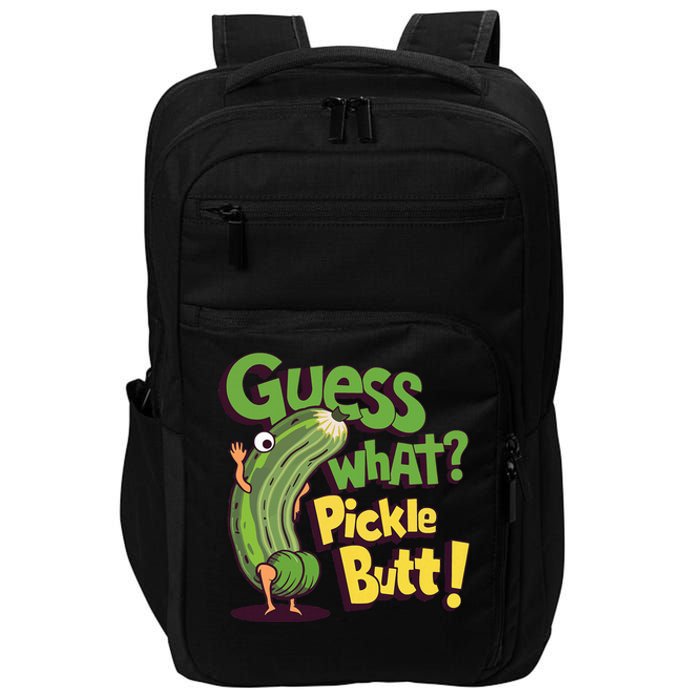 Guess What Pickle Butt! Funny Cucumber Meme Pickle Joke Impact Tech Backpack