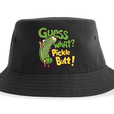 Guess What Pickle Butt! Funny Cucumber Meme Pickle Joke Sustainable Bucket Hat