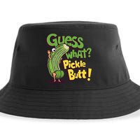 Guess What Pickle Butt! Funny Cucumber Meme Pickle Joke Sustainable Bucket Hat