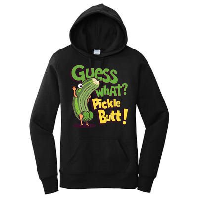 Guess What Pickle Butt! Funny Cucumber Meme Pickle Joke Women's Pullover Hoodie