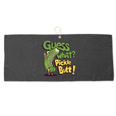 Guess What Pickle Butt! Funny Cucumber Meme Pickle Joke Large Microfiber Waffle Golf Towel