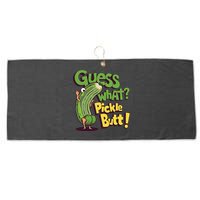 Guess What Pickle Butt! Funny Cucumber Meme Pickle Joke Large Microfiber Waffle Golf Towel