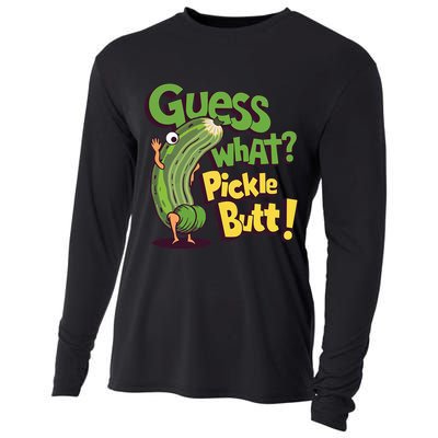 Guess What Pickle Butt! Funny Cucumber Meme Pickle Joke Cooling Performance Long Sleeve Crew