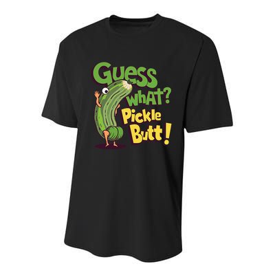 Guess What Pickle Butt! Funny Cucumber Meme Pickle Joke Youth Performance Sprint T-Shirt