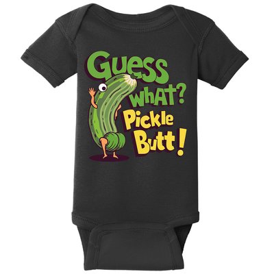 Guess What Pickle Butt! Funny Cucumber Meme Pickle Joke Baby Bodysuit