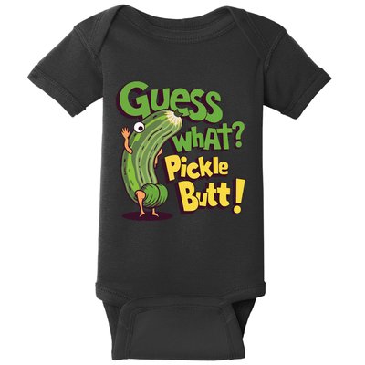 Guess What Pickle Butt! Funny Cucumber Meme Pickle Joke Baby Bodysuit