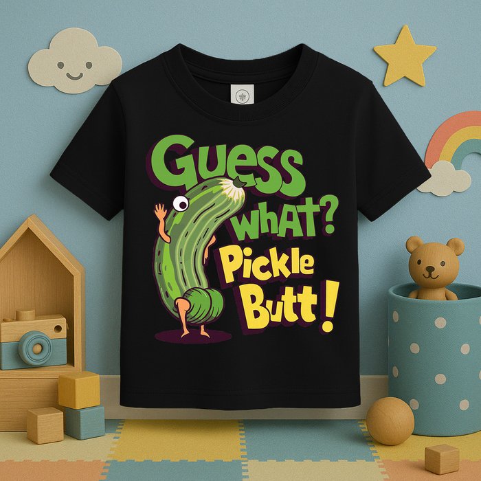 Guess What Pickle Butt! Funny Cucumber Meme Pickle Joke Toddler T-Shirt