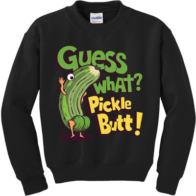 Guess What Pickle Butt! Funny Cucumber Meme Pickle Joke Kids Sweatshirt