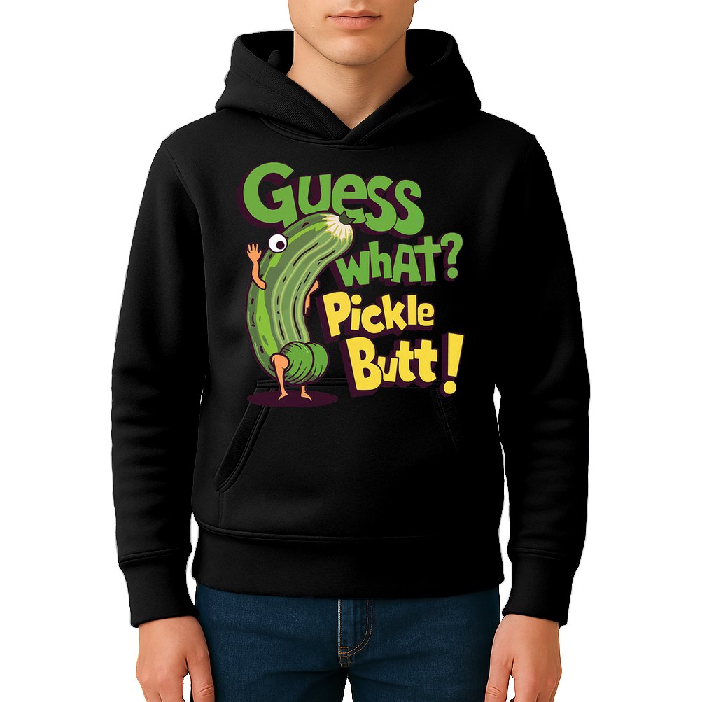 Guess What Pickle Butt! Funny Cucumber Meme Pickle Joke Kids Hoodie