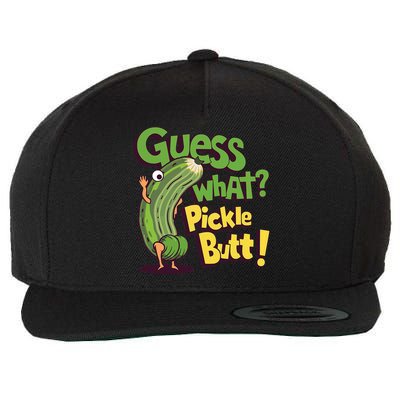 Guess What Pickle Butt! Funny Cucumber Meme Pickle Joke Wool Snapback Cap