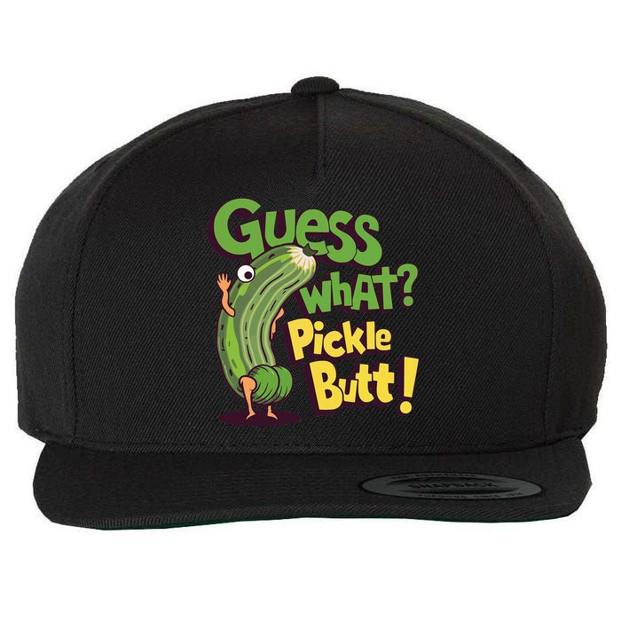 Guess What Pickle Butt! Funny Cucumber Meme Pickle Joke Wool Snapback Cap