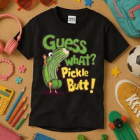 Guess What Pickle Butt! Funny Cucumber Meme Pickle Joke Kids T-Shirt