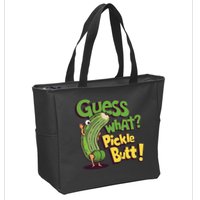 Guess What Pickle Butt! Funny Cucumber Meme Pickle Joke Zip Tote Bag