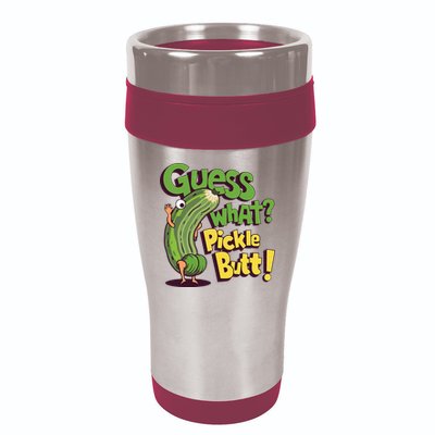 Guess What Pickle Butt! Funny Cucumber Meme Pickle Joke 16oz Travel Tumbler