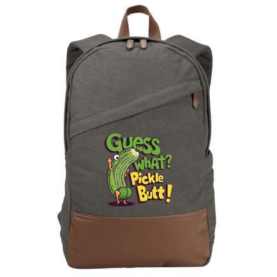 Guess What Pickle Butt! Funny Cucumber Meme Pickle Joke Cotton Canvas Backpack
