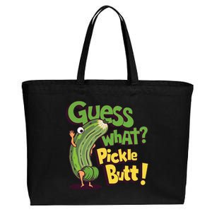 Guess What Pickle Butt! Funny Cucumber Meme Pickle Joke Cotton Canvas Jumbo Tote