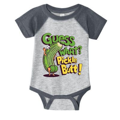 Guess What Pickle Butt! Funny Cucumber Meme Pickle Joke Infant Baby Jersey Bodysuit