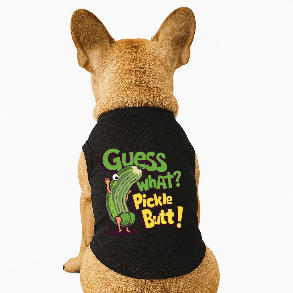 Guess What Pickle Butt! Funny Cucumber Meme Pickle Joke Doggie Tank