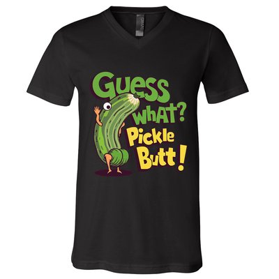 Guess What Pickle Butt! Funny Cucumber Meme Pickle Joke V-Neck T-Shirt