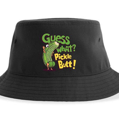 Guess What Pickle Butt! Funny Cucumber Meme Pickle Joke Sustainable Bucket Hat