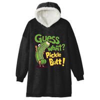 Guess What Pickle Butt! Funny Cucumber Meme Pickle Joke Hooded Wearable Blanket