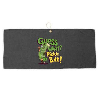 Guess What Pickle Butt! Funny Cucumber Meme Pickle Joke Large Microfiber Waffle Golf Towel