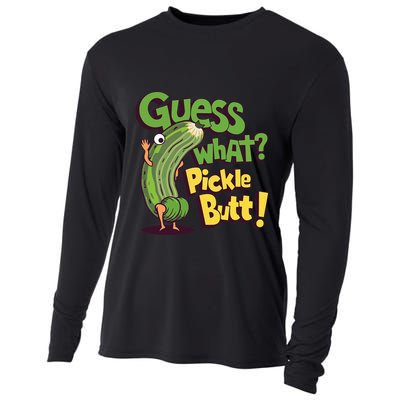 Guess What Pickle Butt! Funny Cucumber Meme Pickle Joke Cooling Performance Long Sleeve Crew