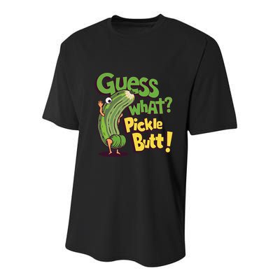 Guess What Pickle Butt! Funny Cucumber Meme Pickle Joke Youth Performance Sprint T-Shirt