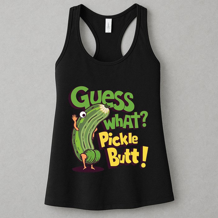Guess What Pickle Butt! Funny Cucumber Meme Pickle Joke Womens Tank Top