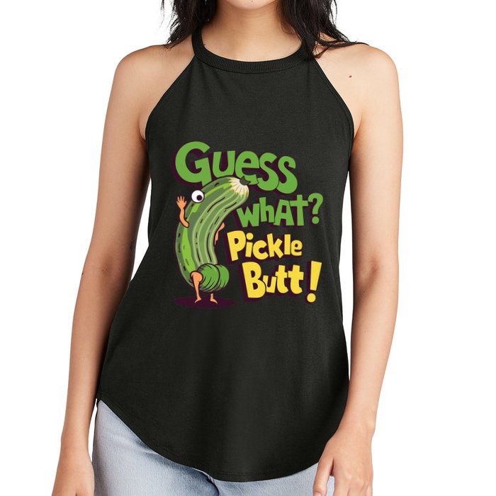 Guess What Pickle Butt! Funny Cucumber Meme Pickle Joke Women's Perfect Tri Rocker Tank